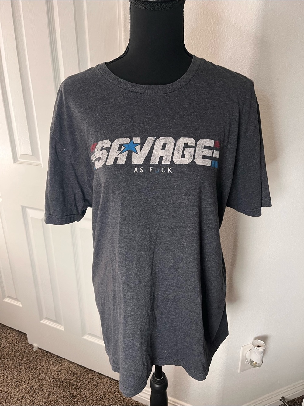 Charcoal 'Savage' Graphic Short Sleeve Tee